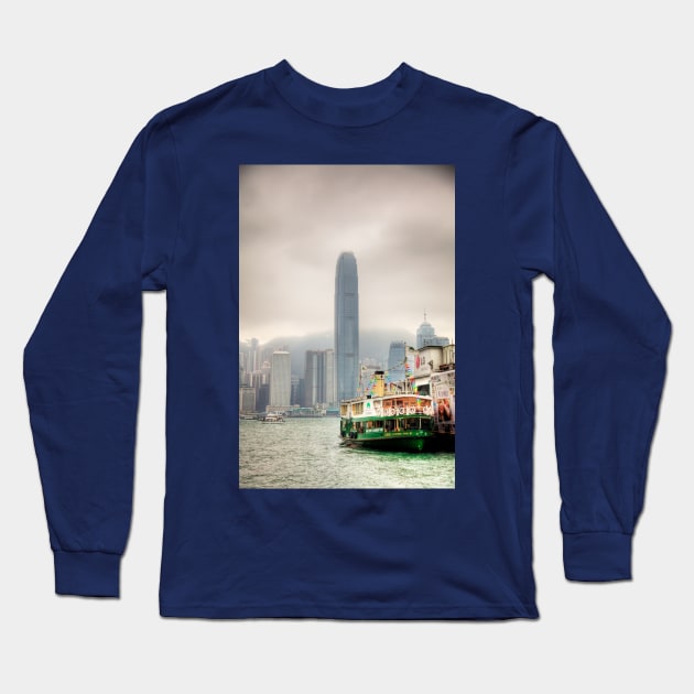 Star Ferry & Hong Kong Skyline Long Sleeve T-Shirt by tommysphotos